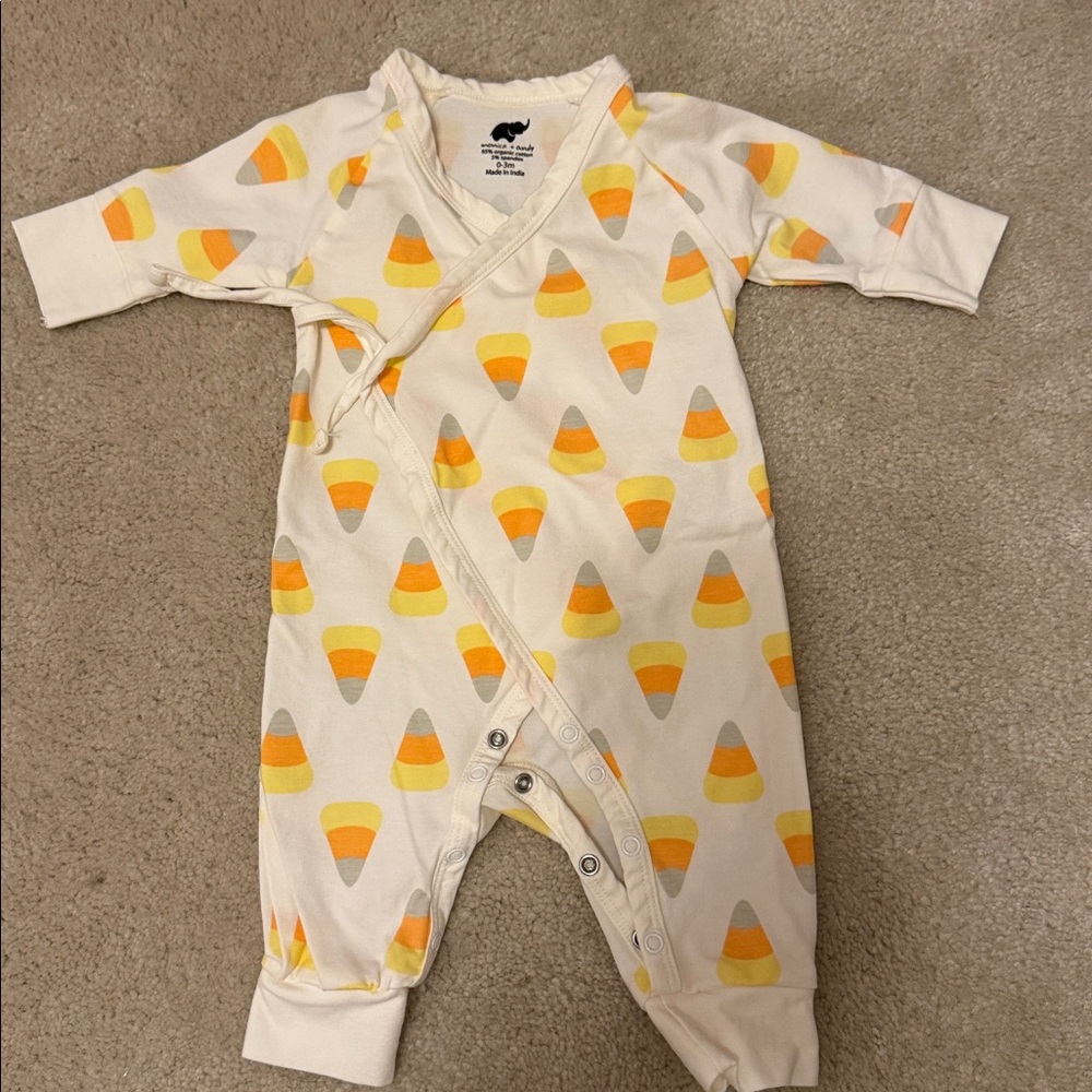 MONICA & ANDY 0-3 month candy corn kimono style onesie